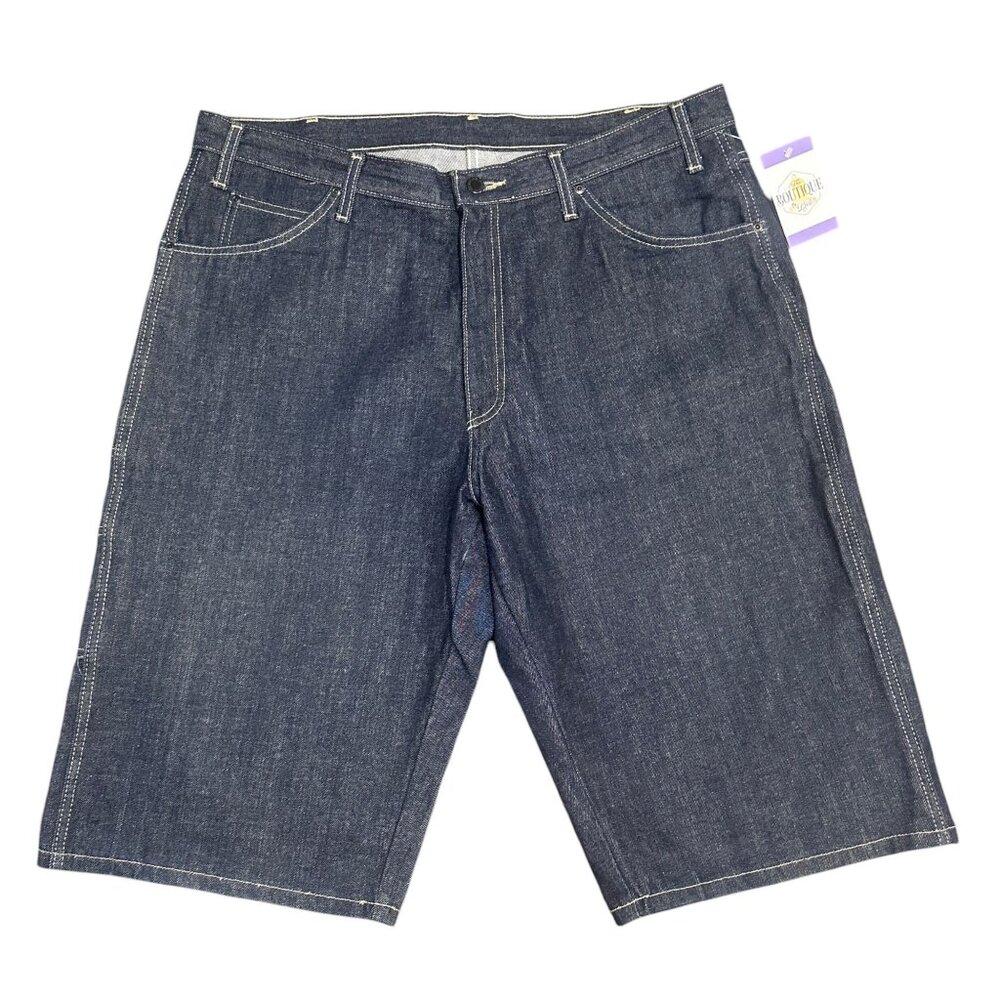 Dickies Mens 38 Relaxed Fit Denim Carpenter Jean Shorts Blue Dark Wash Cotton